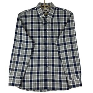 Joseph Abboud Button Down Shirt Mens XXL Modern Fit Navy Grey Plaid Cotton